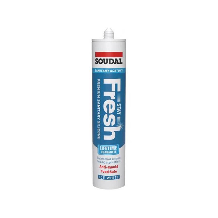 Picture of Soudal Stay Fresh Premium Acetoxy Sanitary Silicone 290ml Ice White