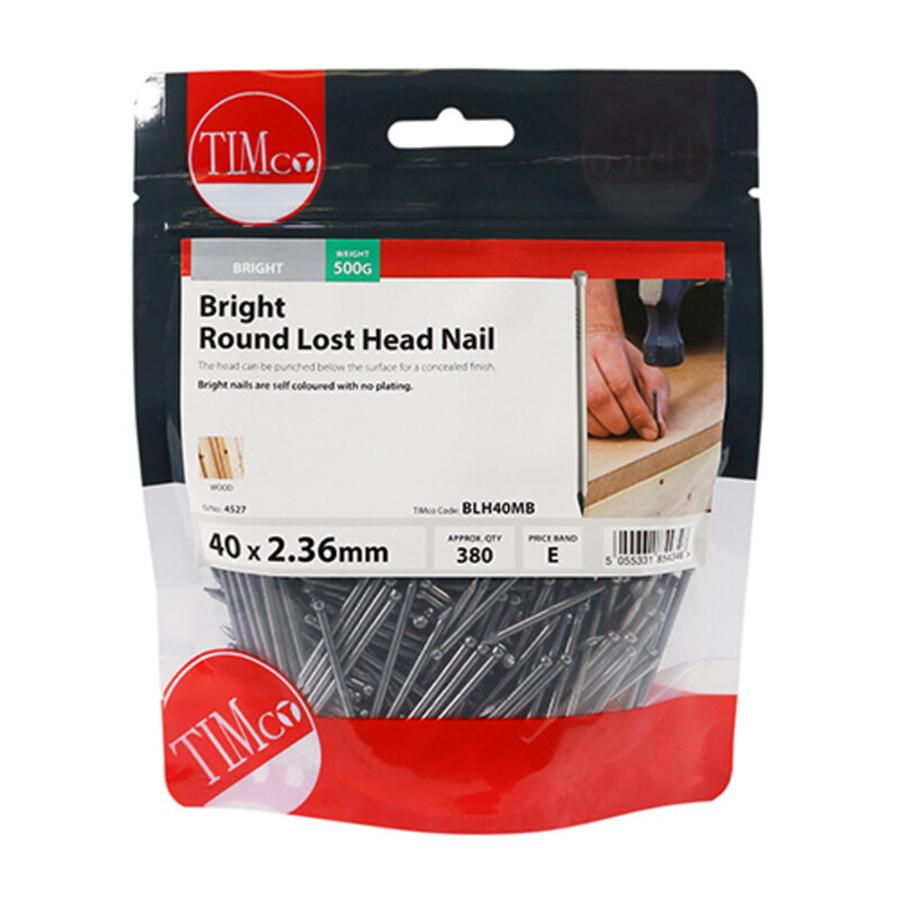 Picture of Timco Bright Round Lost Head Nails 40mm 500g