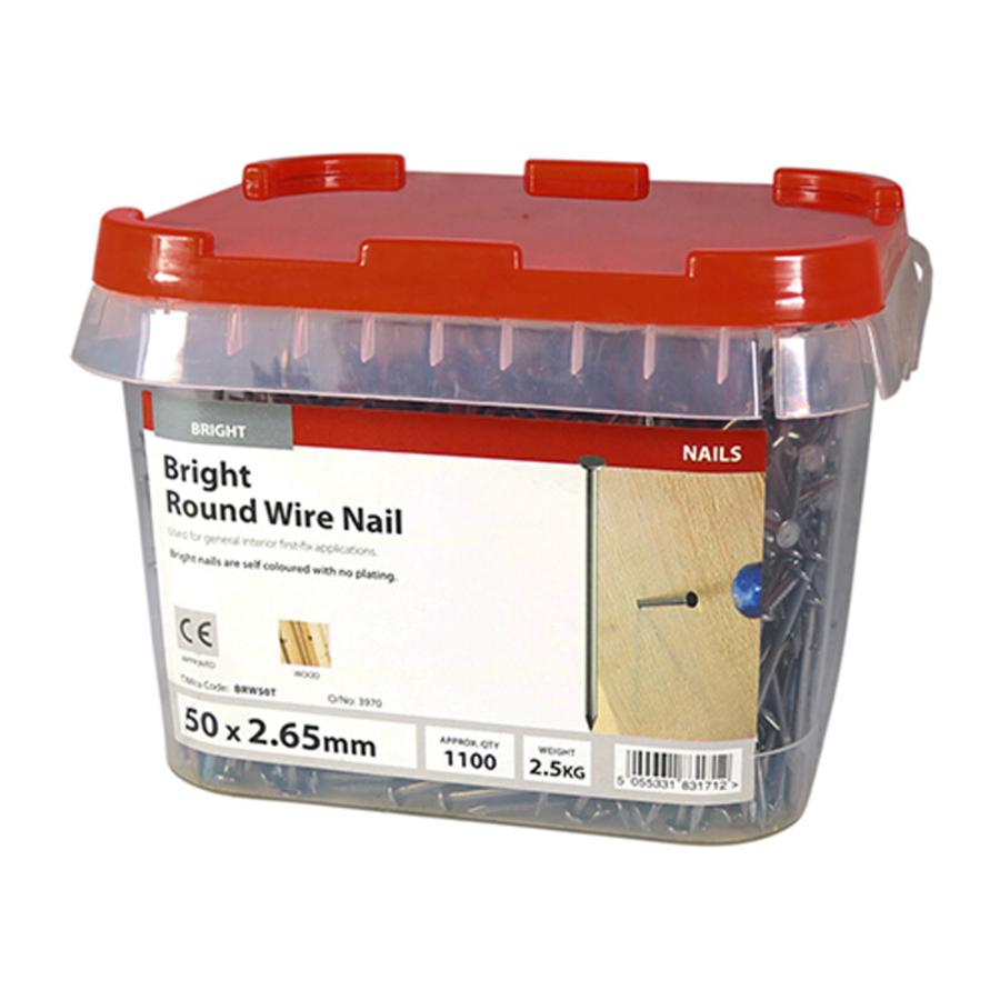 Picture of Timco Bright Round Wire Nails 50mm 2.5kg Tub