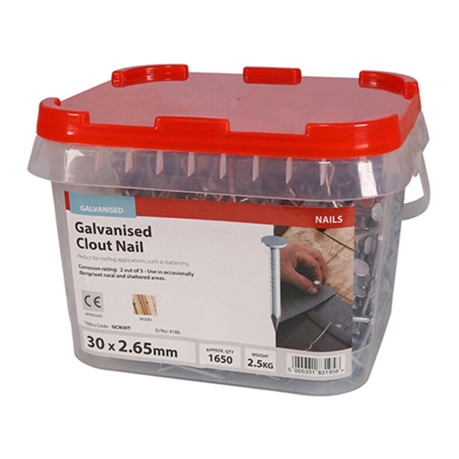 Picture of Timco Galvanised Clout Nails 2.65x30mm 2.5kg Tub