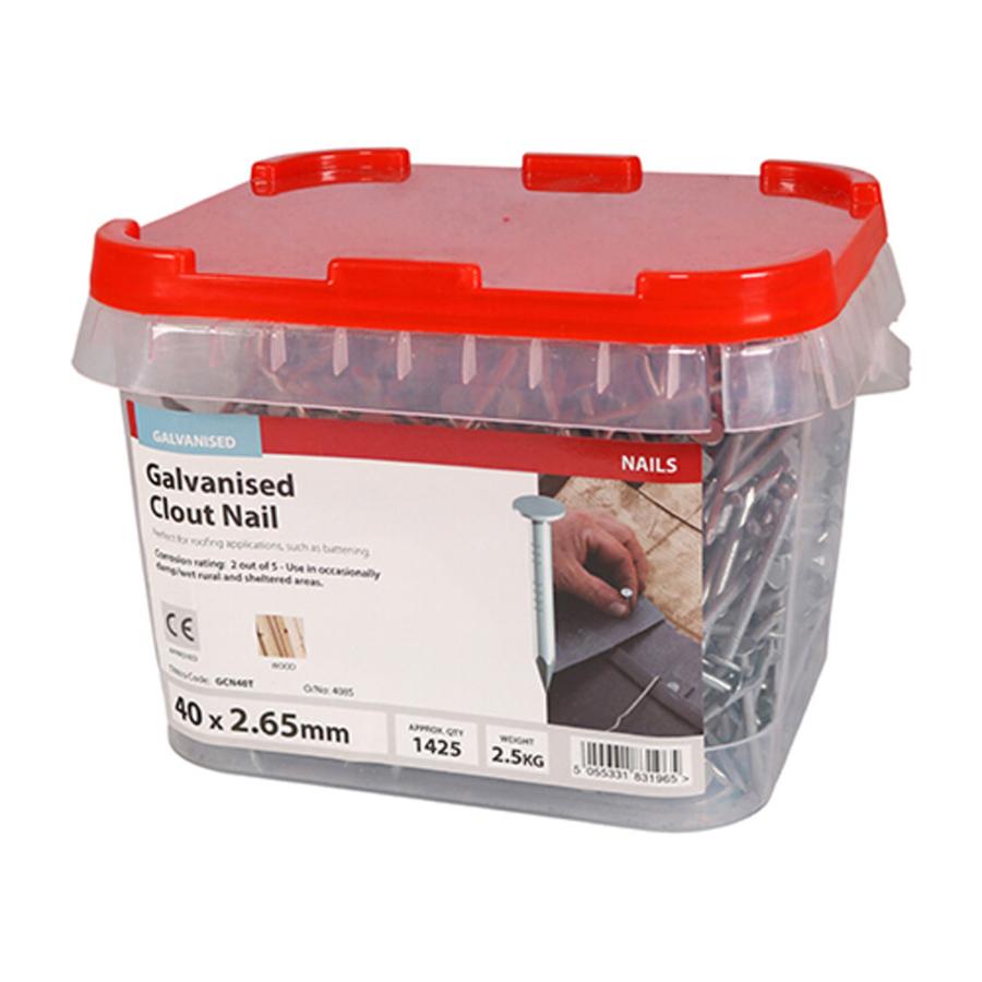 Picture of Timco Galvanised Clout Nails 2.65x40mm 2.5kg Tub