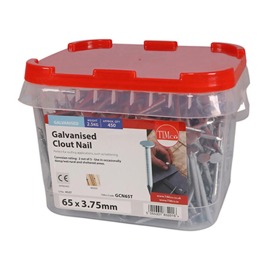 Picture of Timco Galvanised Clout Nails 3.75x65mm 2.5kg Tub