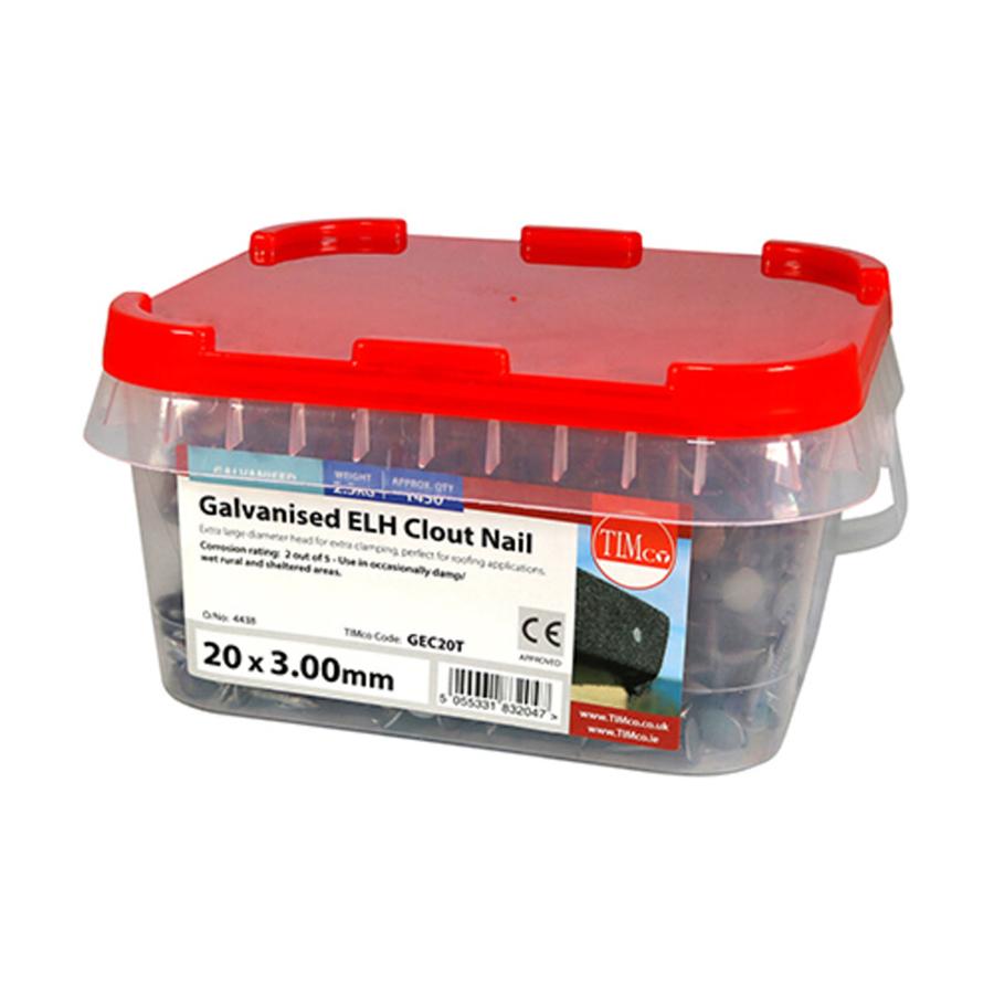 Picture of Timco Galvanised ELH Clout Nails 20mm 2.5kg Tub