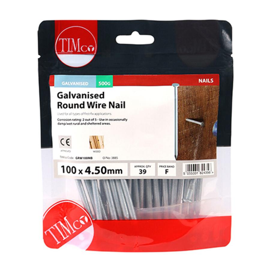 Picture of Timco Galvanised Round Wire Nails 100mm 500g