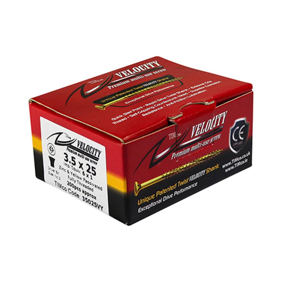 Picture of Timco Velocity Multi-Use Screw Yellow PZ2 3.5x20mm Box 200