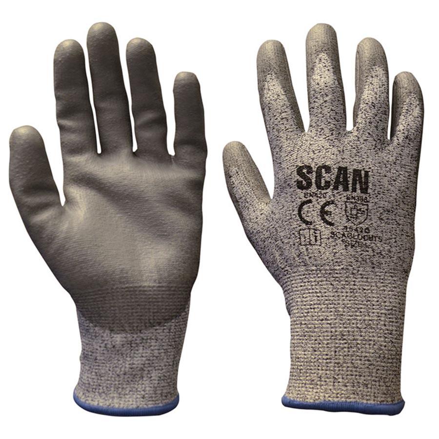 Picture of Scan Grey PU Coated Cut 5 Liner Gloves Sz9