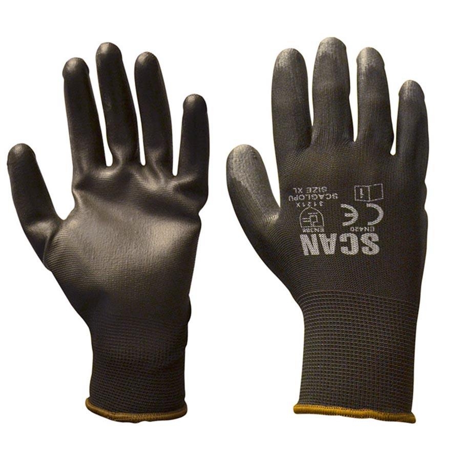 Picture of Scan Black PU Coated Gloves Sz10 (XL) 12 Pairs