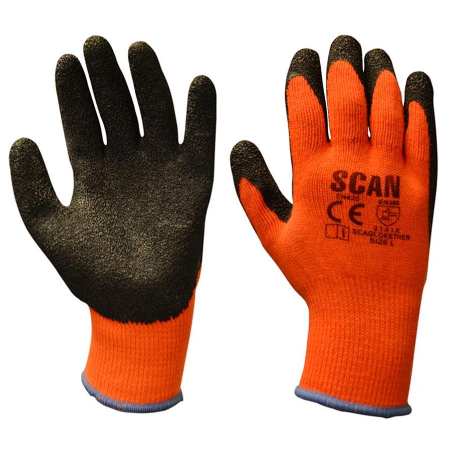 Picture of Scan Knitshell Thermal Gloves Orange/Black Sz9