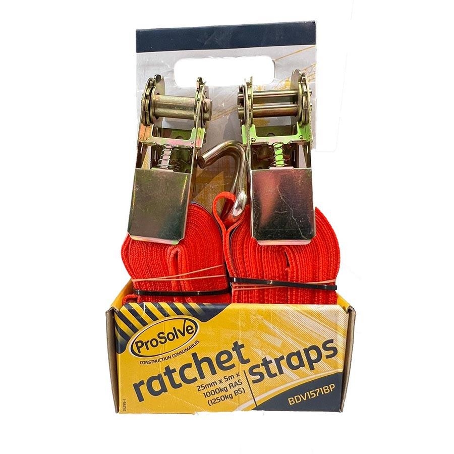 Picture of Prosolve Ratchet Strap 25mmx5m 1000kg RAS Pk2 Orange