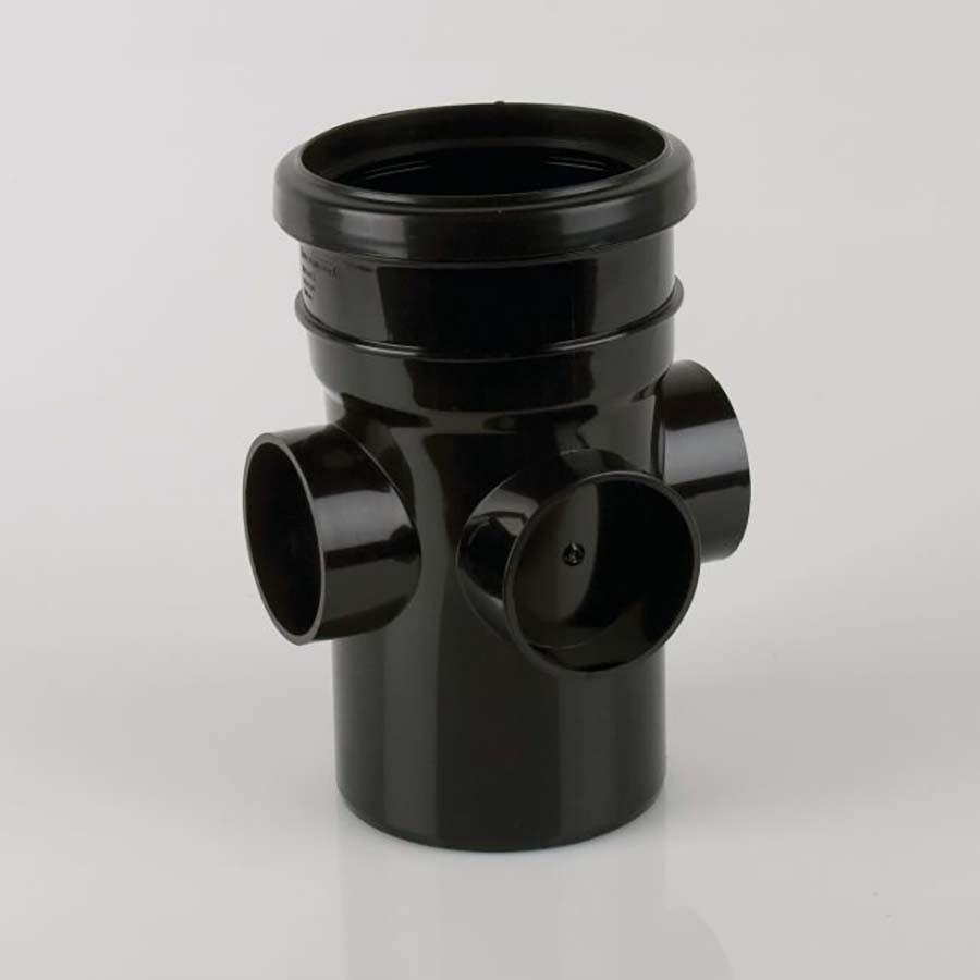 Picture of Brett Martin Soil Single Socket Triple Boss Pipe 110mm Black BS445B