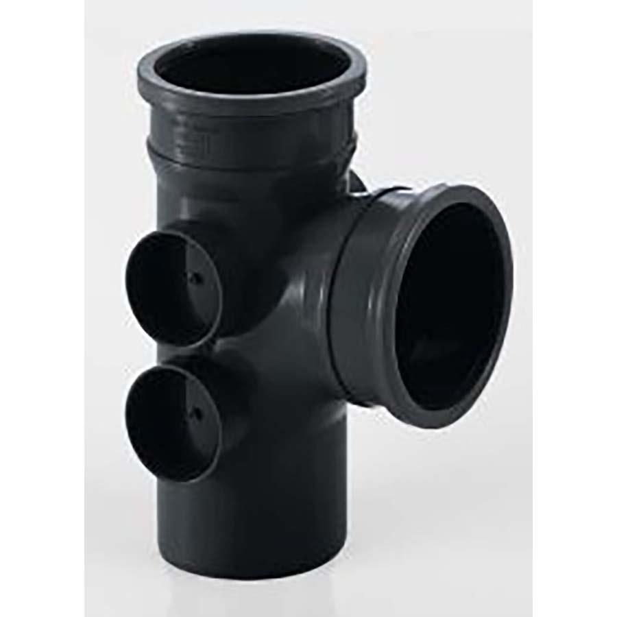 Picture of Brett Martin Soil Double Socket Branch 4 Boss 110mm 92.5 degree Black BS451B