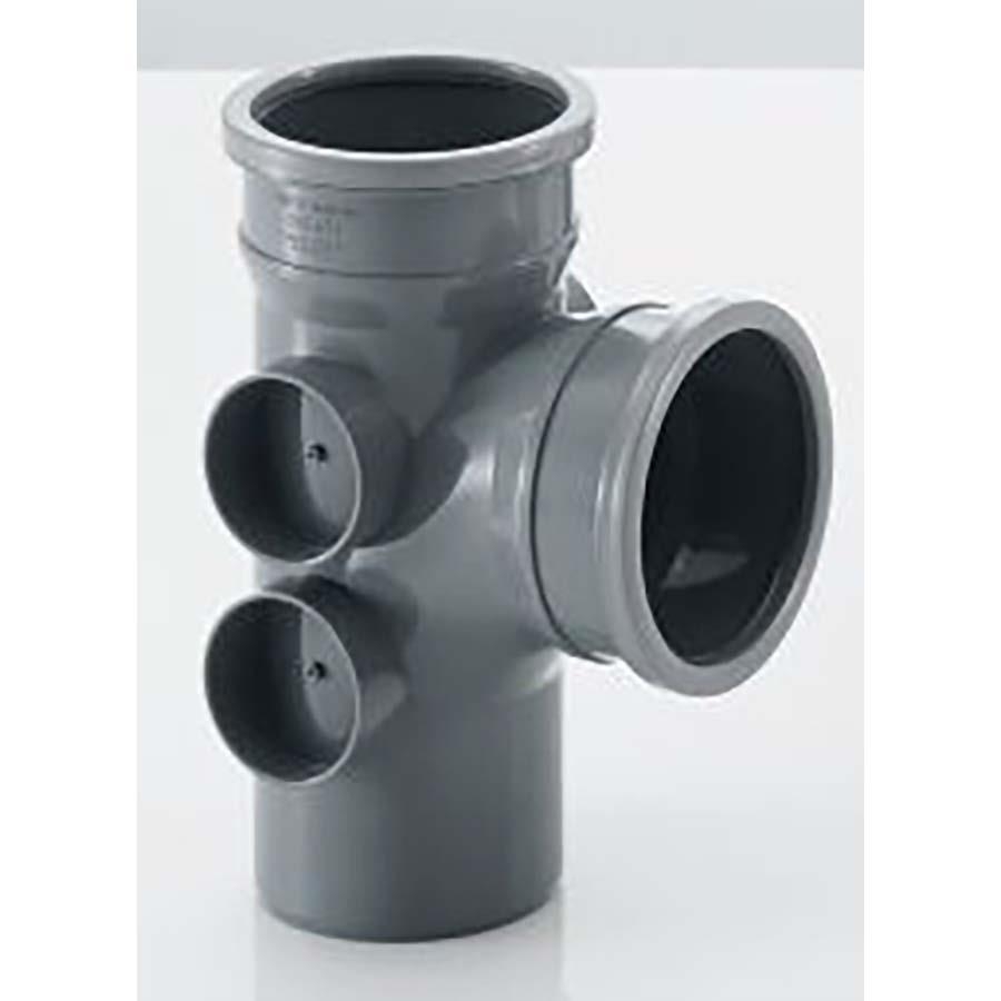 Picture of Brett Martin Soil Double Socket Branch 4 Boss 110mm 92.5 degree Grey BS451G