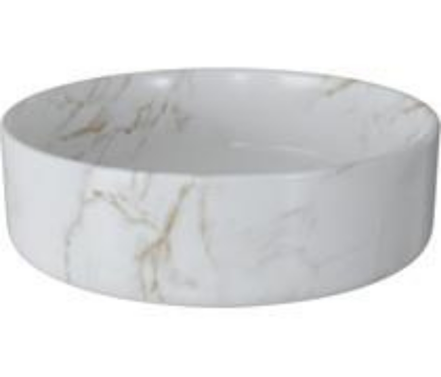 Picture of CBSH104040 Enigma 355mm Ceramic Round Washbowl & Waste - Marble Effect