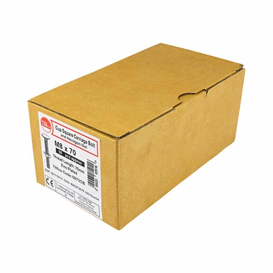 Picture of Timco Cup Square Carriage Bolt BZP M8x75mm - Single