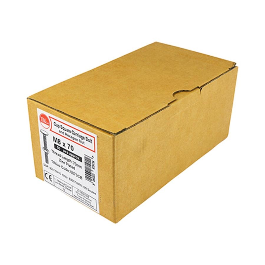 Picture of Timco Cup Square Carriage Bolt BZP M8x75mm - Single