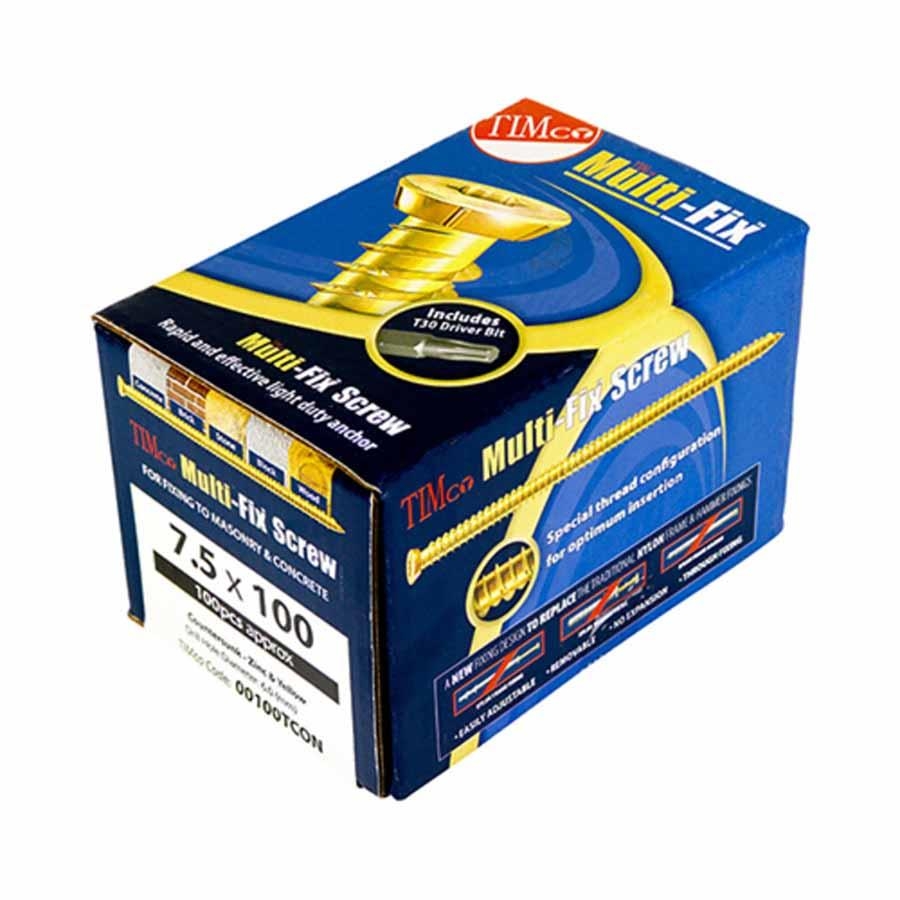 Picture of Timco Countersunk Concrete Screw Yellow TX30 7.5x200mm - Single