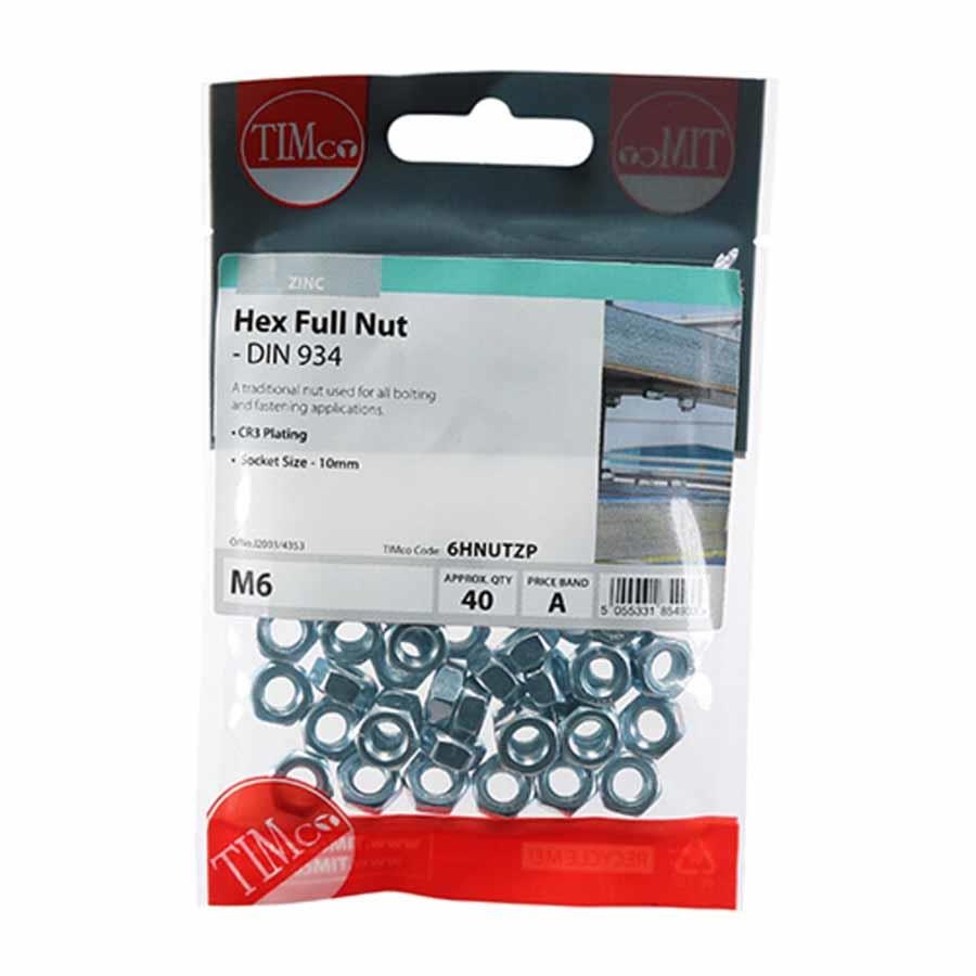 Picture of Timco Hex Nut DIN934 M6 Bag 40