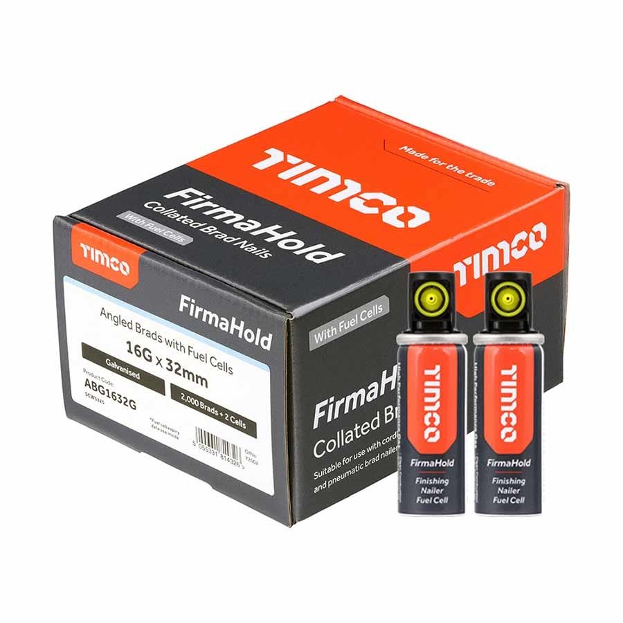 Picture of Timco Firmahold Collated Angled Brad Nails 16g 32mm Nails & Fuel Box 2000