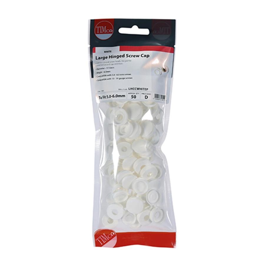 Picture of Timco Hinged Screw Cap White 5-6mm Bag 50