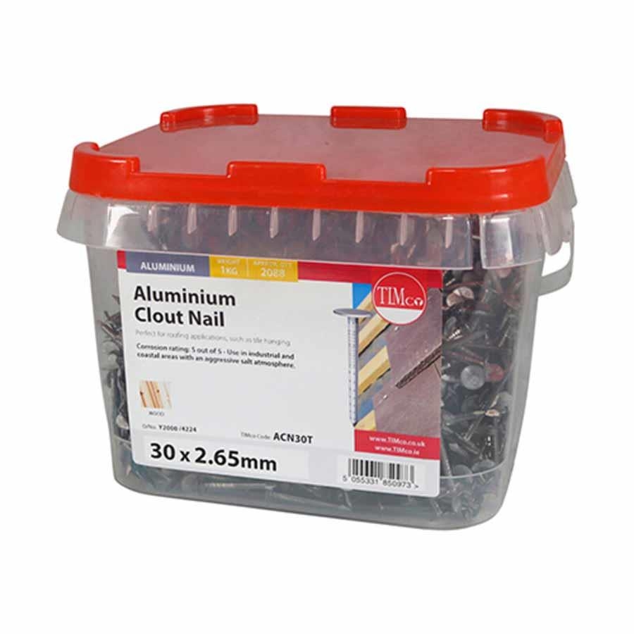 Picture of Timco Aluminium Clout Nails 2.65x30mm 1kg Tub