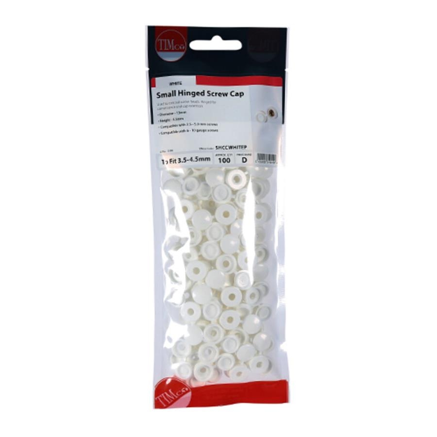 Picture of Timco Hinged Screw Cap White 3-4.5mm Bag 50
