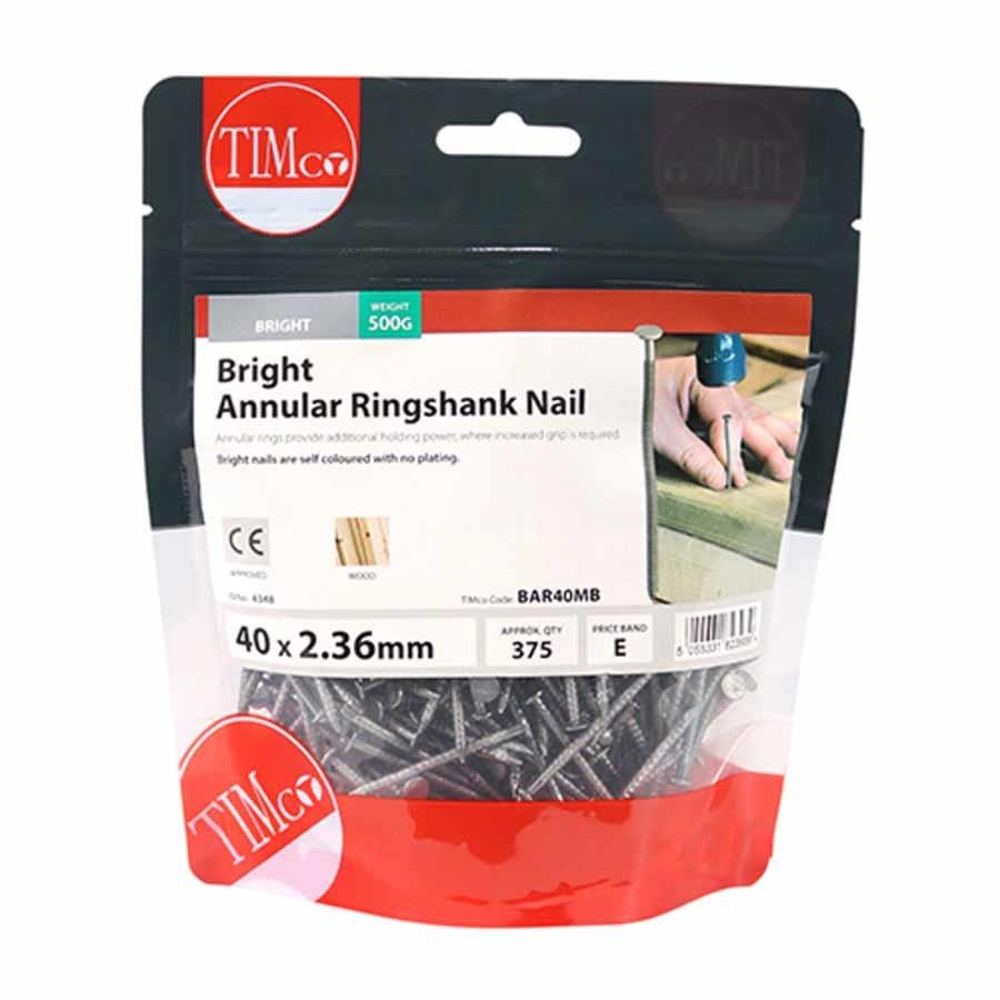 Picture of Timco Bright Annular Ringshank Nails 40mm 500g