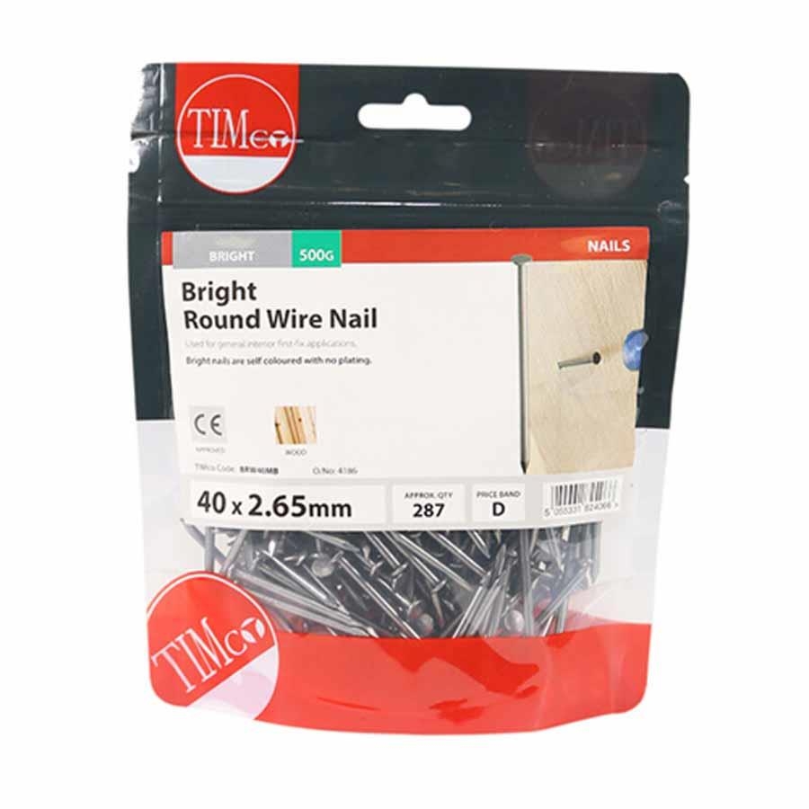 Picture of Timco Bright Round Wire Nails 40mm 500g