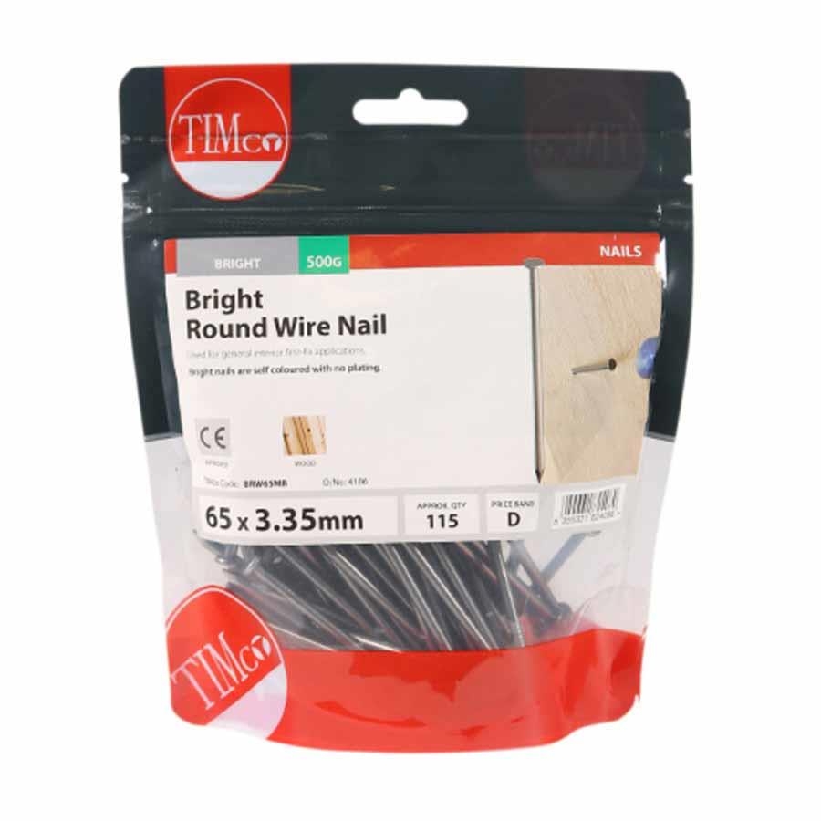 Picture of Timco Bright Round Wire Nails 65mm 500g