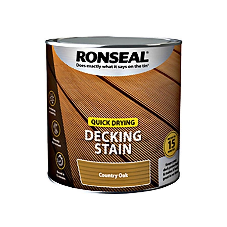 Picture of Ronseal Quick Drying Decking Stain Country Oak 2.5L