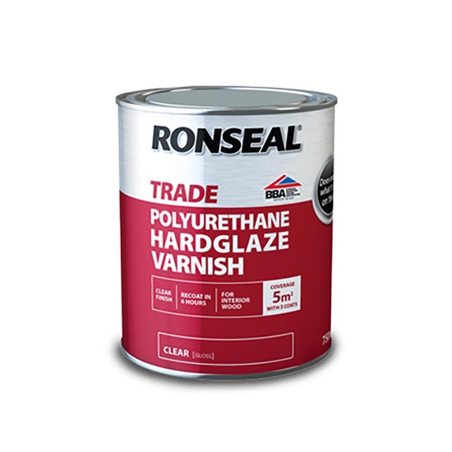 Picture of Ronseal Trade Polyurethane Hardglaze Varnish Clear Gloss 750ml
