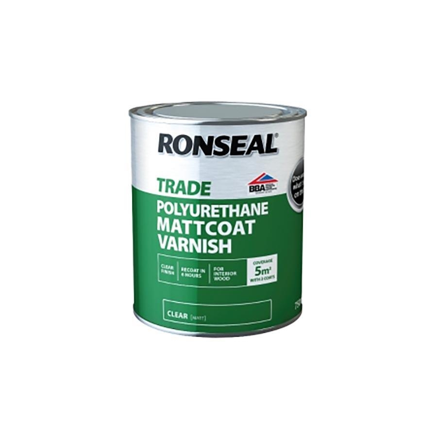 Picture of Ronseal Trade Polyurethane Mattcoat Varnish Clear Matt 750ml