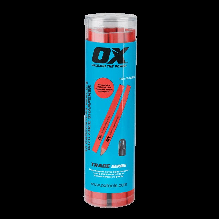 Picture of OX Trade Med Lead Red Carpenter Pencils Pk10