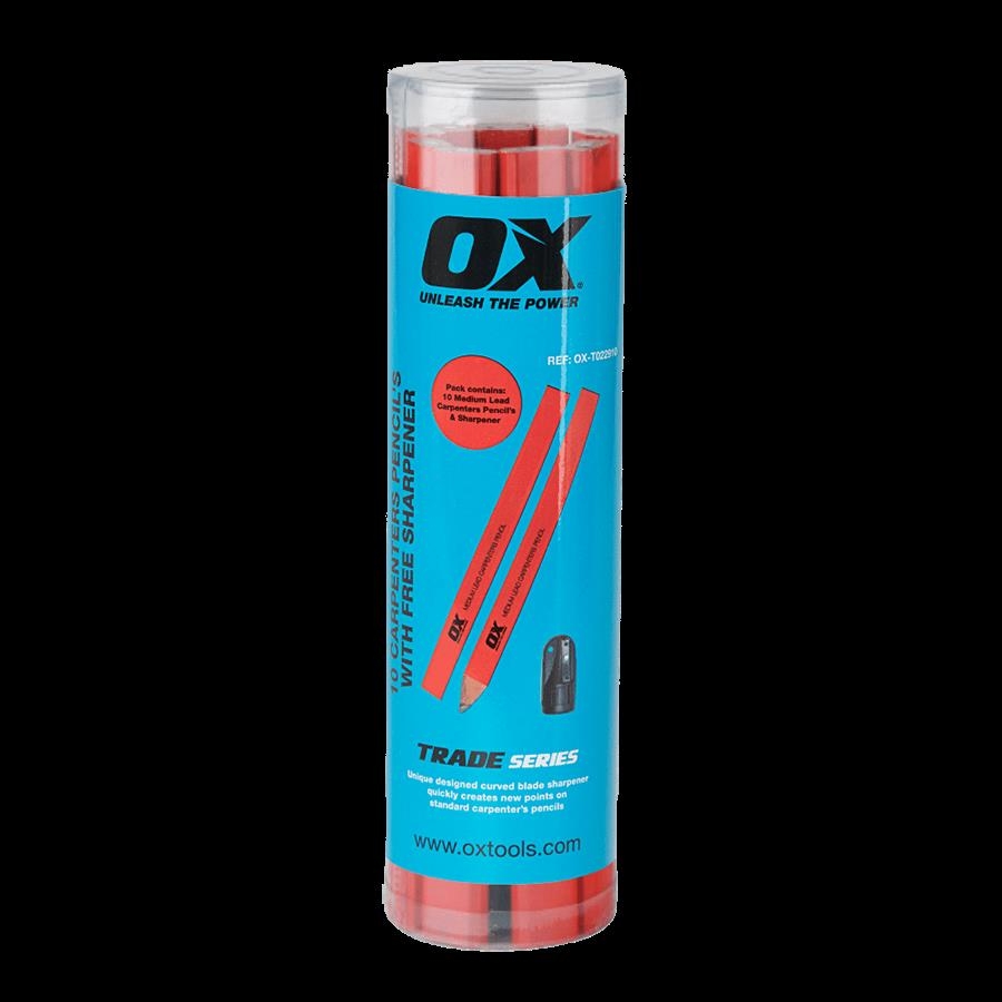 Picture of OX Trade Med Lead Red Carpenter Pencils Pk10