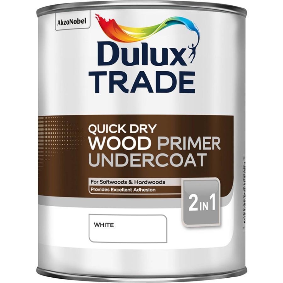 Picture of Dulux Trade Quick Dry Wood Primer Undercoat 1L White 
