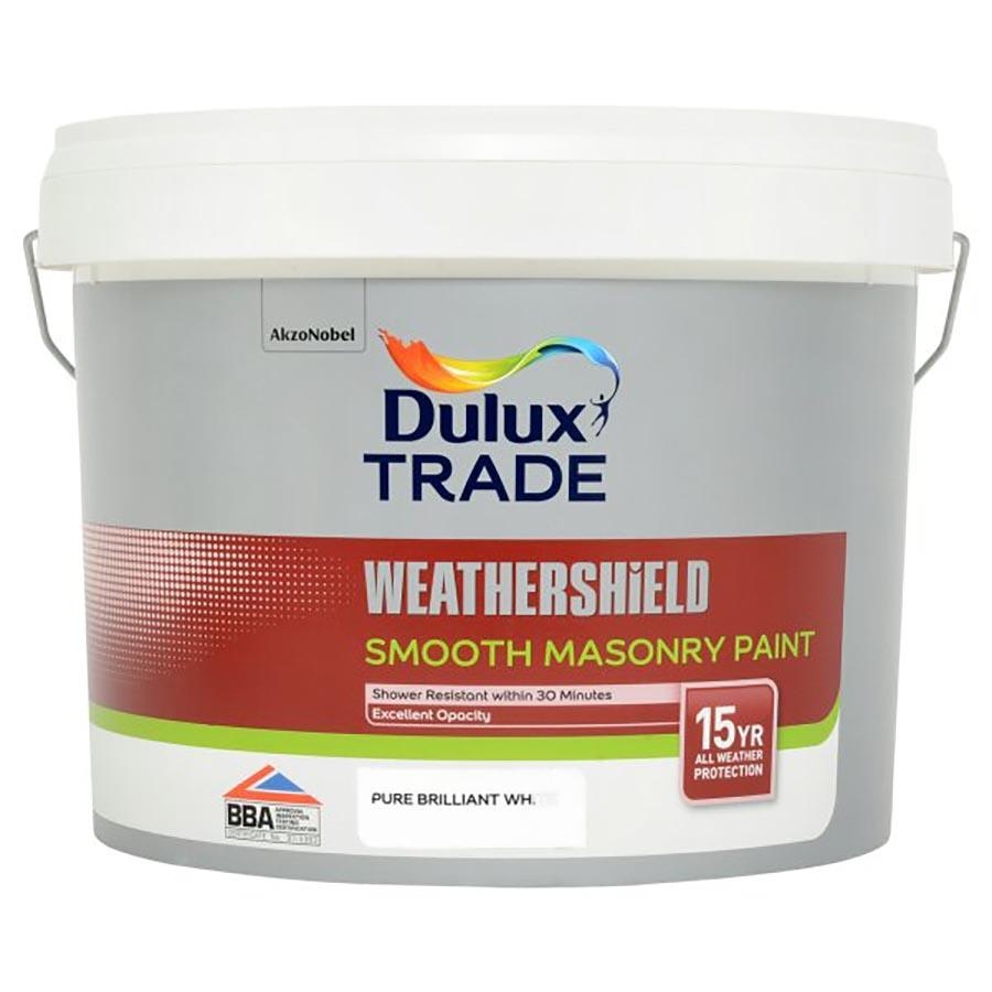 Picture of Dulux Trade Weathershield Smooth Masony Pure Brilliant White 10Ltr 
