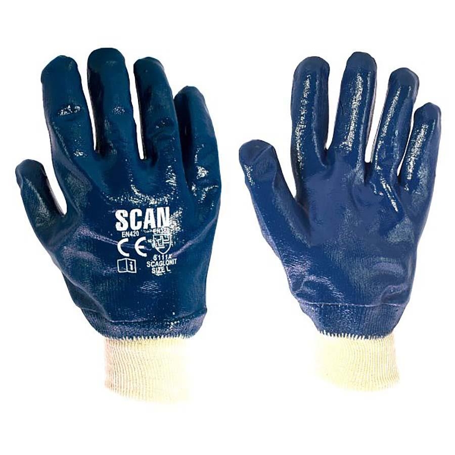 Picture of Scan Nitrile Knitwrist Heavy Duty Gloves Sz9 (L)