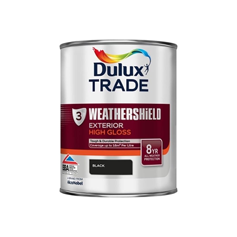 Picture of Dulux Trade Weathershield Exterior High Gloss Black 1L 
