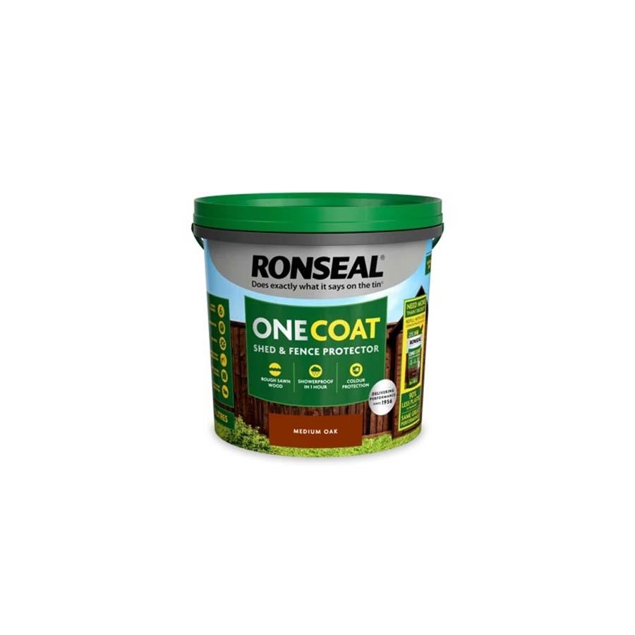 Picture of Ronseal Onecoat Shed & Fence Protector Medium Oak 5L