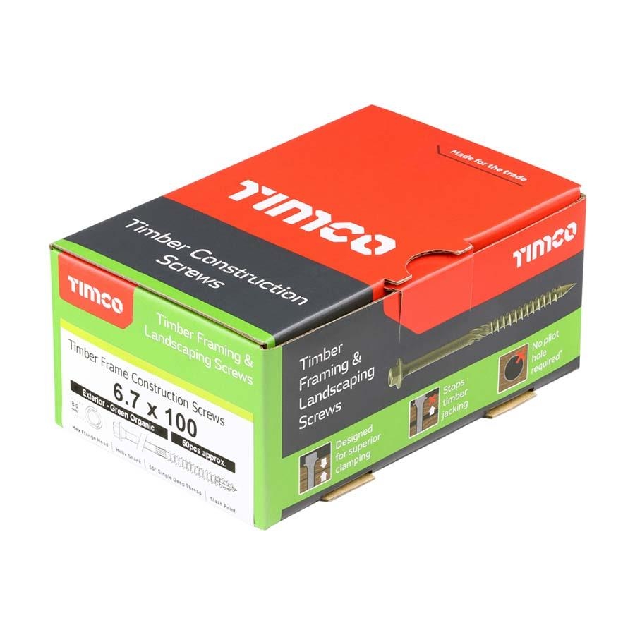 Picture of Timco Exterior Timber Screw Hex Head Green 6.7x100mm - Single