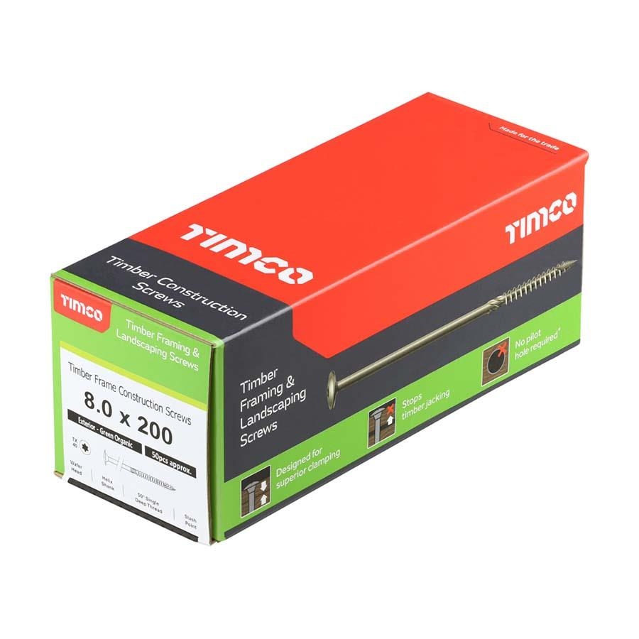 Picture of Timco Exterior Timber Screw Wafer Head Green 8.0x200mm - Single