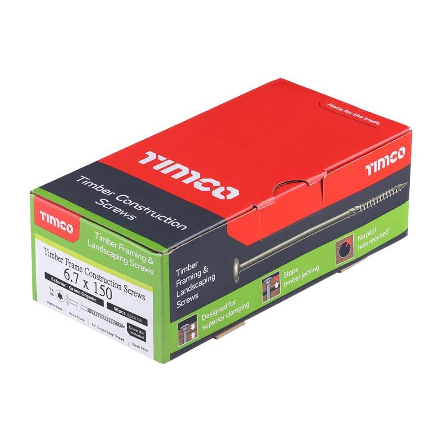 Picture of Timco Exterior Timber Screw Wafer Head Green 6.7x150mm - Single