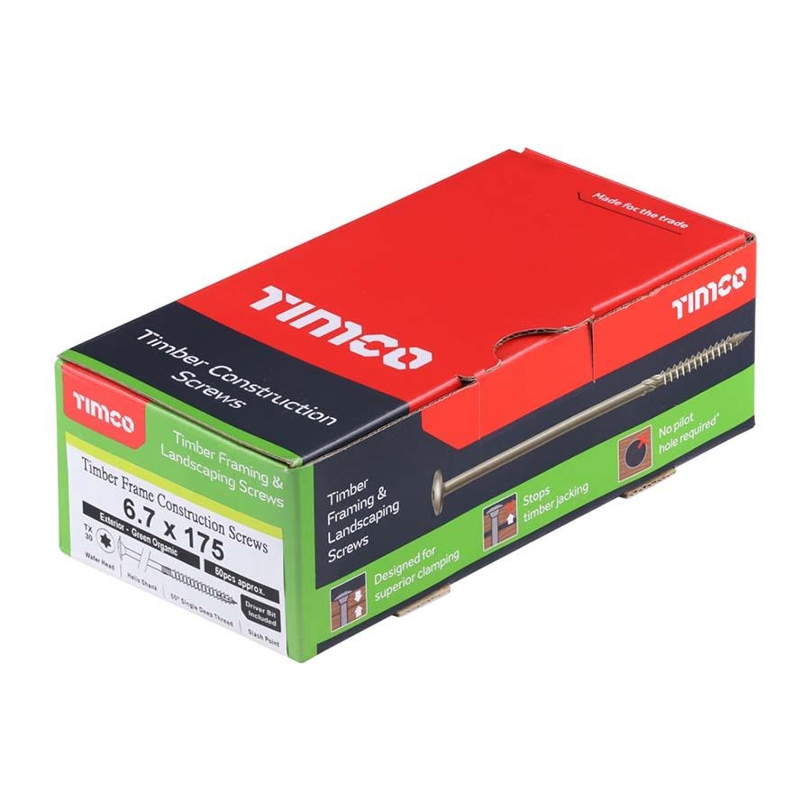 Picture of Timco Exterior Timber Screw Wafer Head Green 6.7x175mm - Single