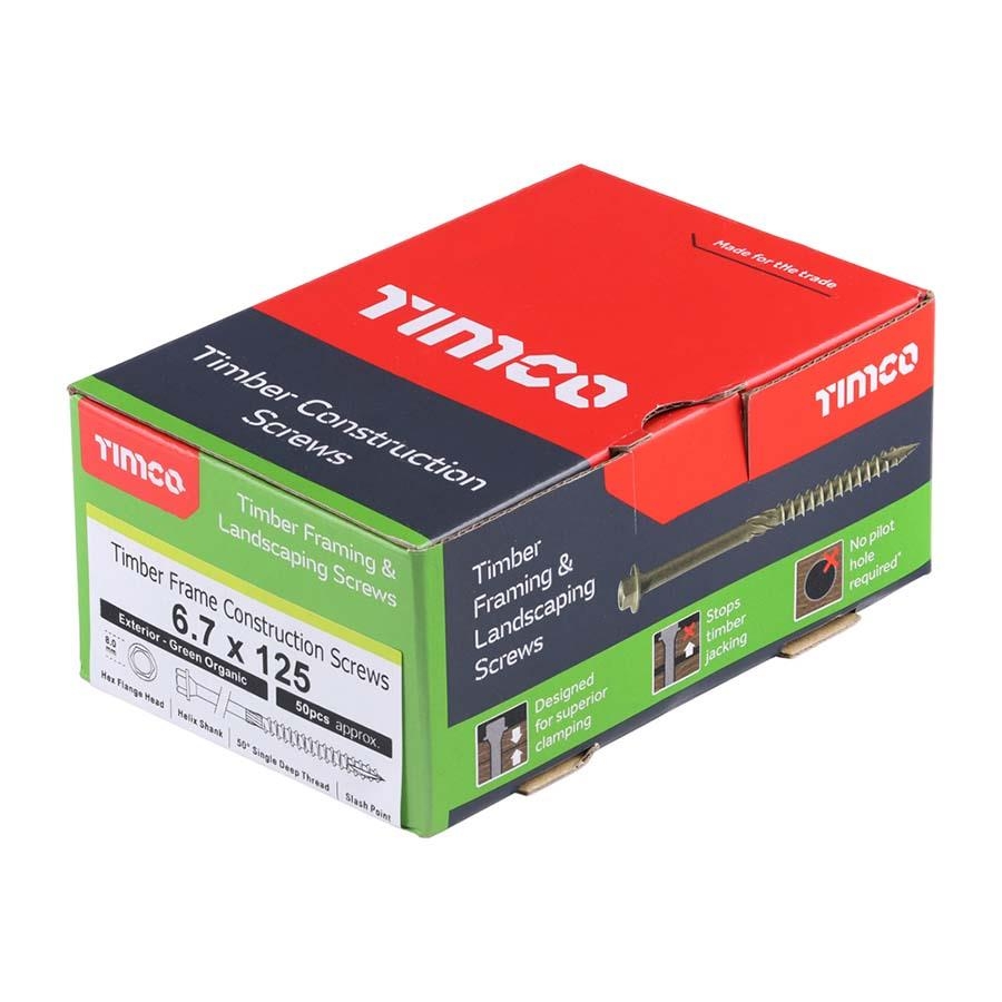 Picture of Timco Exterior Timber Screw Hex Head Green 6.7x125mm - Single
