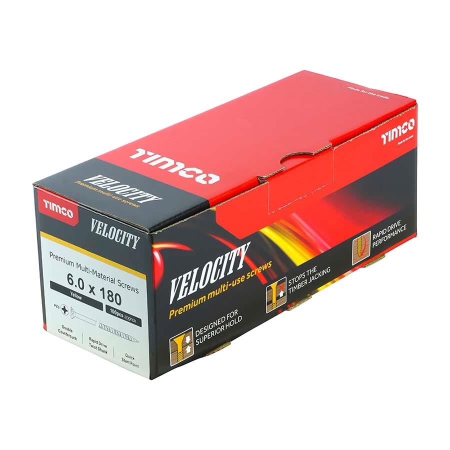 Picture of Timco Velocity Multi-Use Screw Yellow PZ3 6.0x180mm Box 100