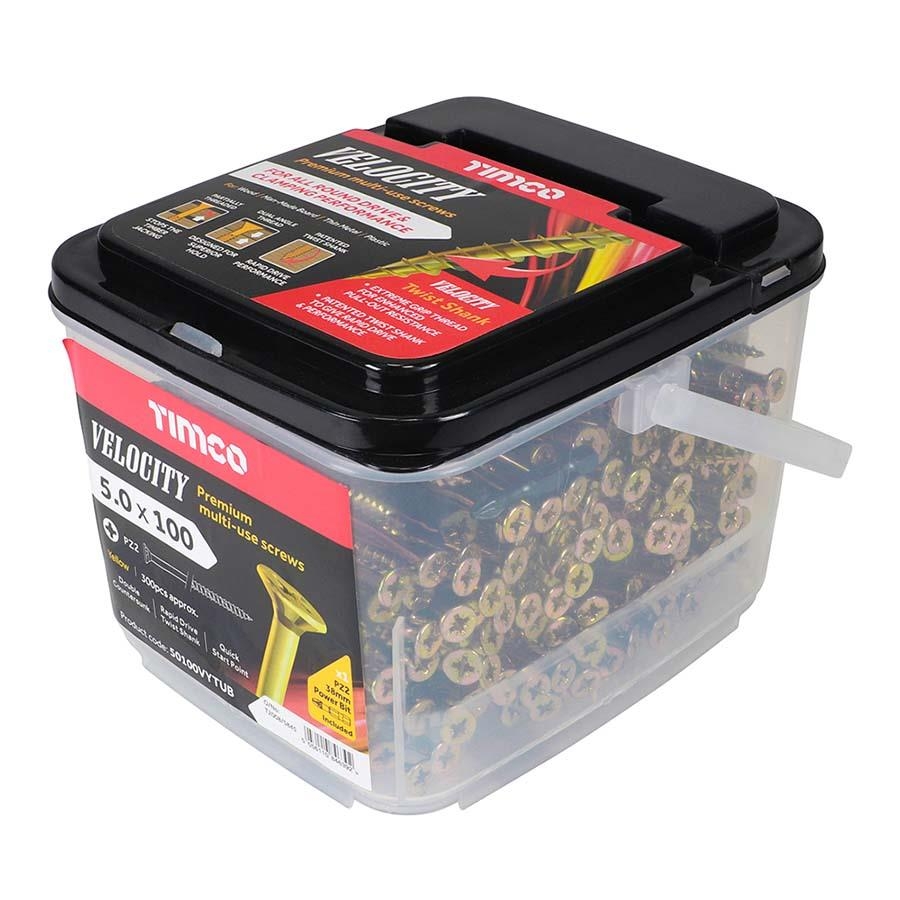 Picture of Timco Velocity Multi-Use Screw Yellow PZ2 5.0x90mm Tub 325