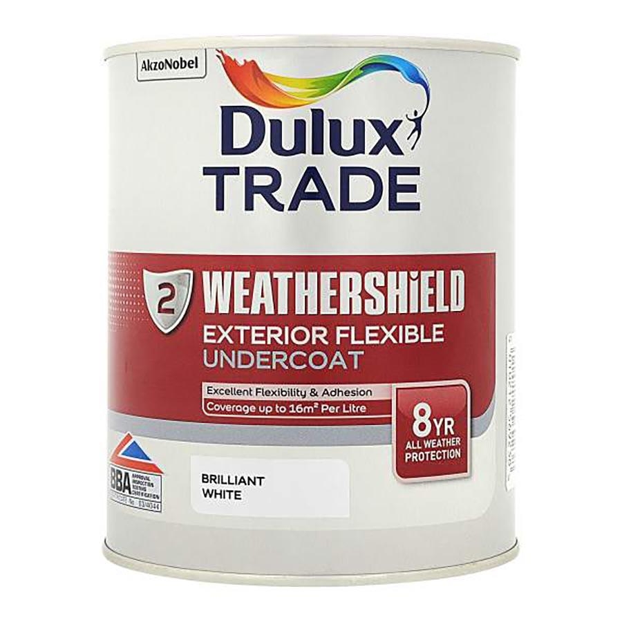 Picture of Dulux Trade Weathershield Exterior Undercoat Brilliant White 1Ltr 