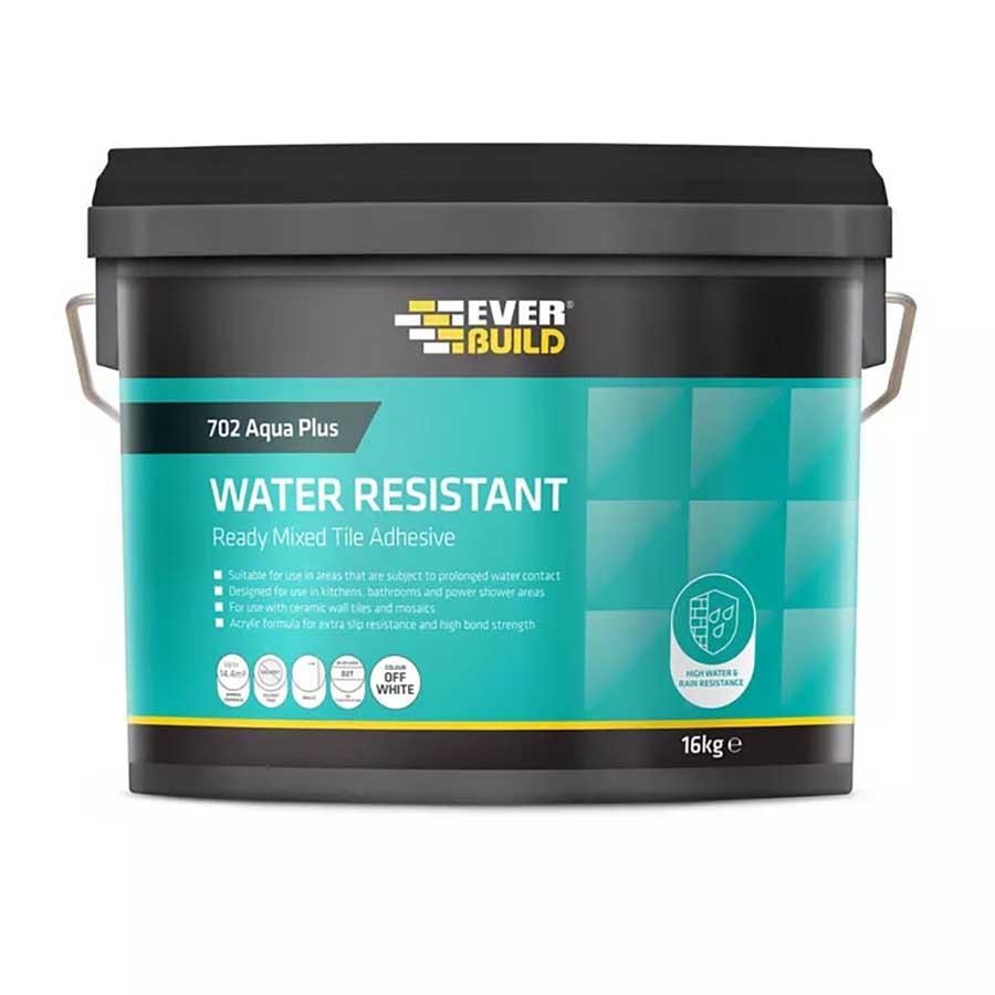 Picture of Everbuild 702 Aquaplus Water Resistant Tile Adhesive 16kg