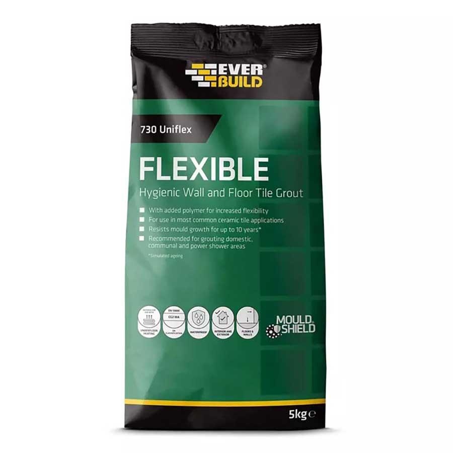 Picture of Everbuild 730 Flexible Wall & Floor Tile Grout Grey 5kg