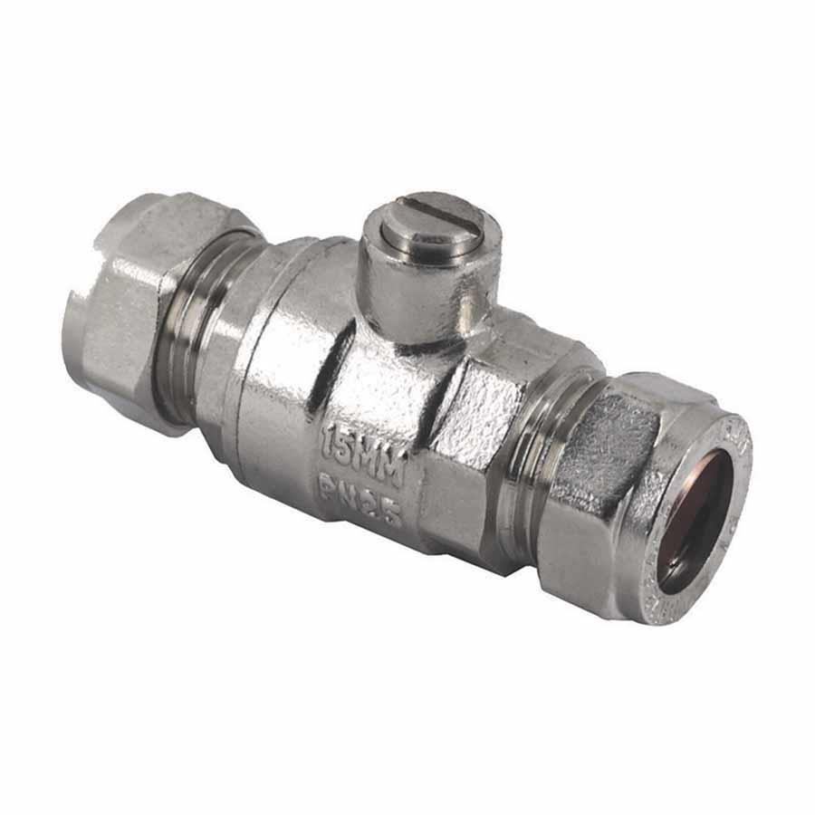 Picture of Isolating Valve Full Bore Straight Chrome Plated 15mm