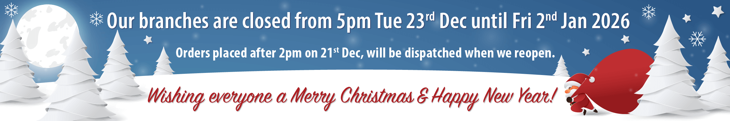 Our Christmas and New Year Closure